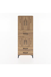 Arges Dolap 3 Raflı 3 Çekmeceli 4 Kapaklı 60x30x163 Çam-Çam