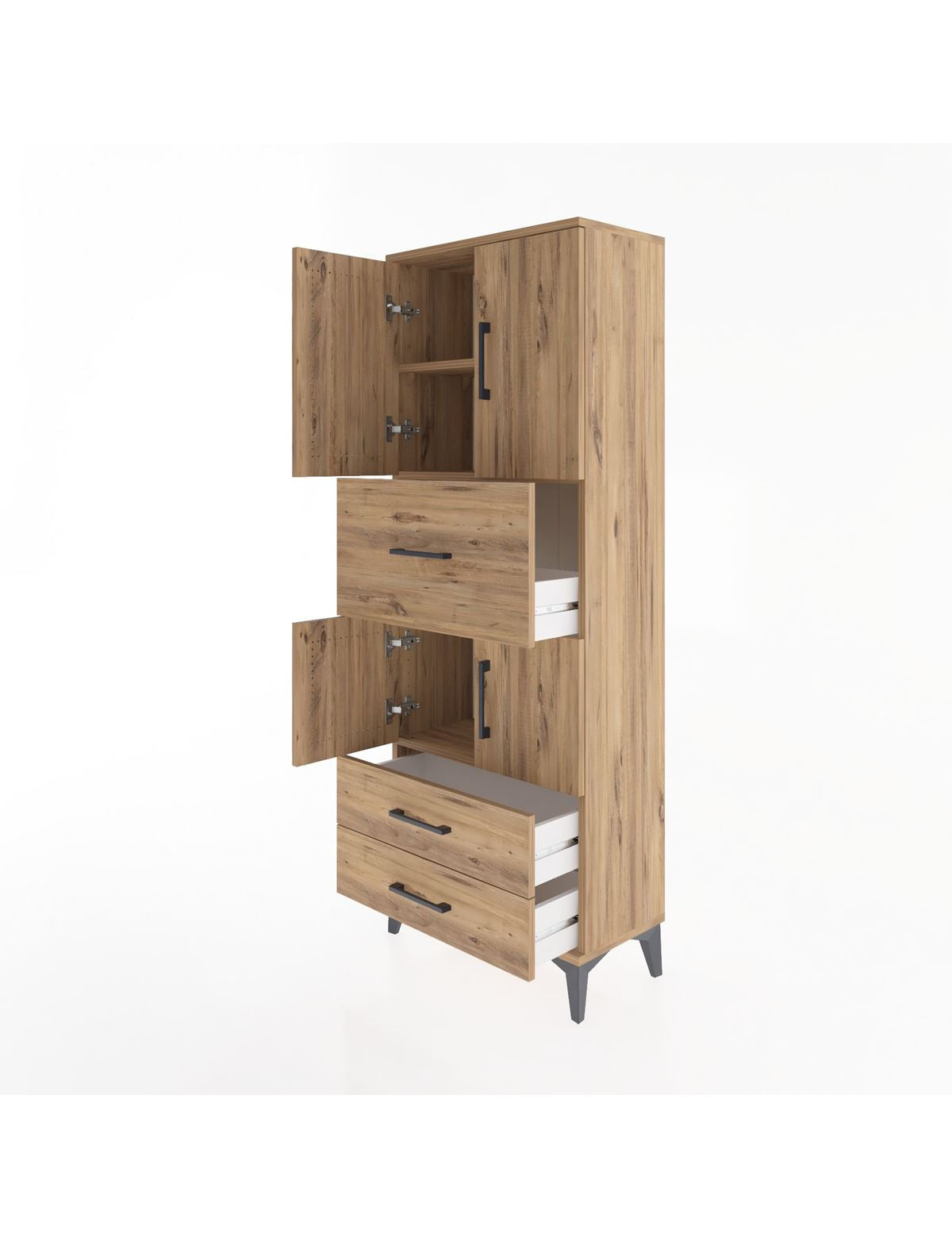 Arges Dolap 3 Raflı 3 Çekmeceli 4 Kapaklı 60x30x163 - S20M047V9A