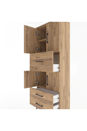 Arges Dolap 3 Raflı 3 Çekmeceli 4 Kapaklı 60x30x163 Çam-Çam