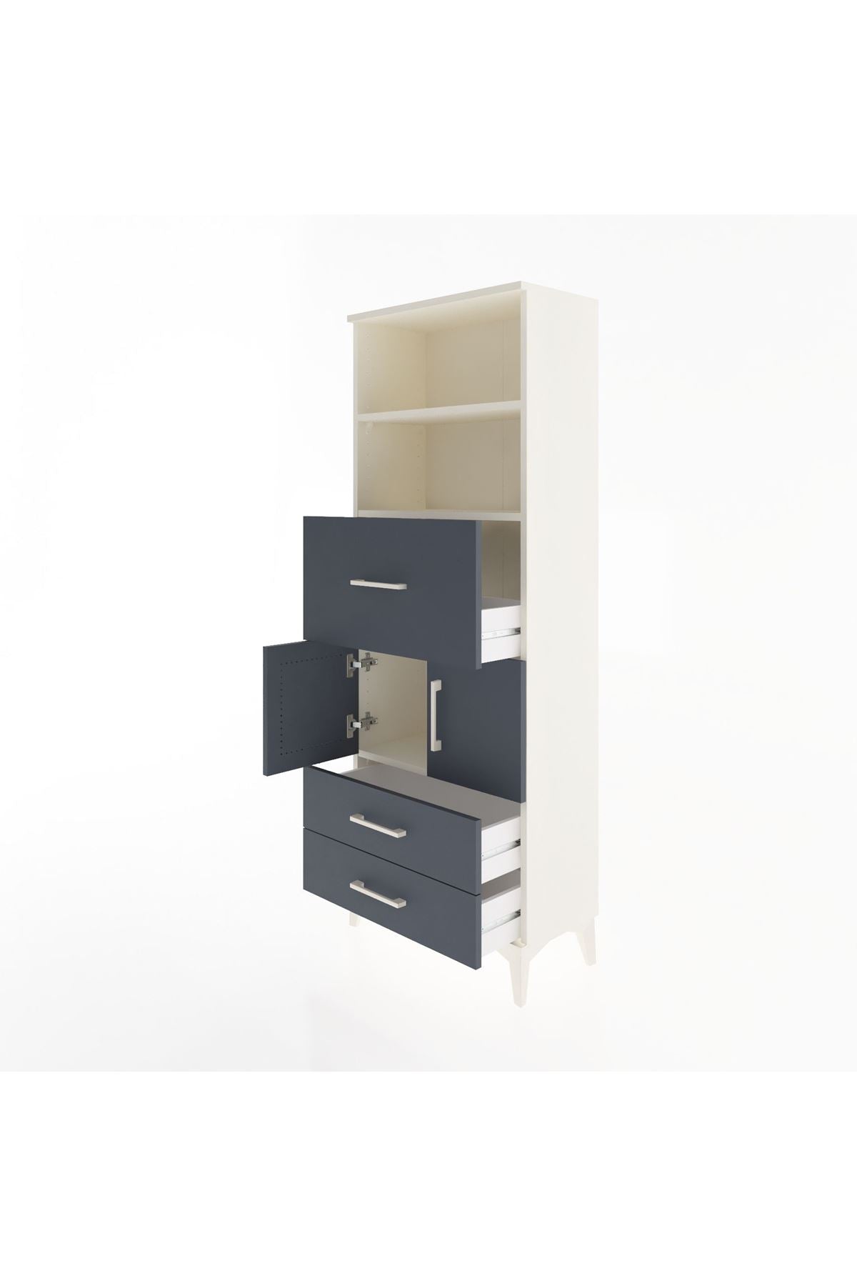Arges Dolap 3 Raflı 3 Çekmeceli 2 Kapaklı 60x30x163 Aytaşı-Antrasit
