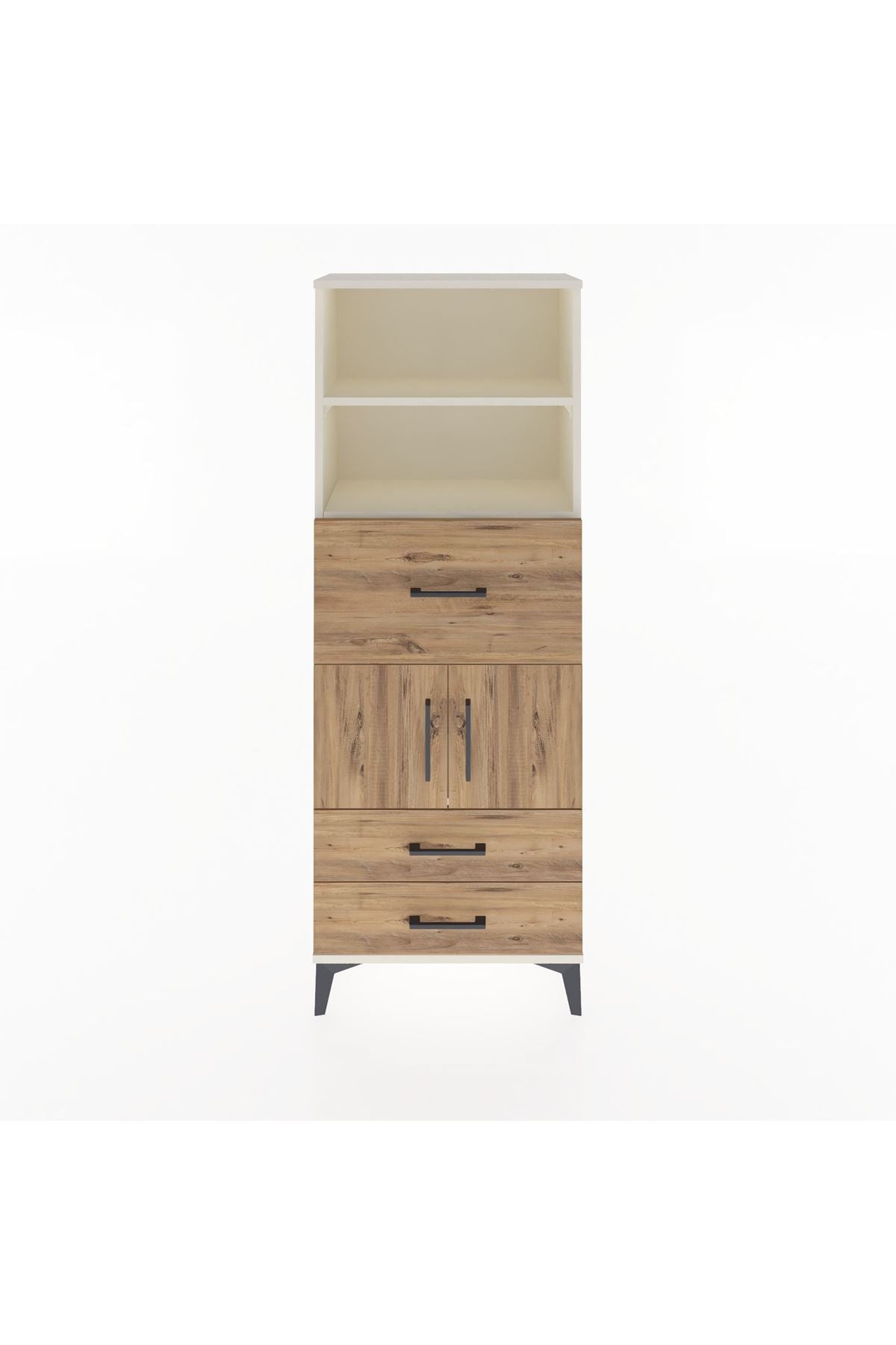 Arges Dolap 3 Raflı 3 Çekmeceli 2 Kapaklı 60x30x163 Aytaşı-Çam