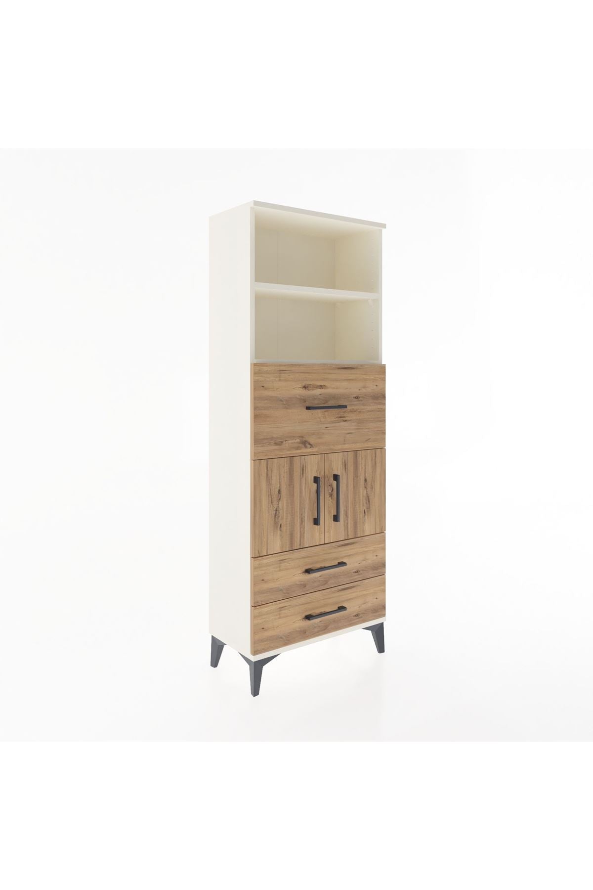 Arges Dolap 3 Raflı 3 Çekmeceli 2 Kapaklı 60x30x163 Aytaşı-Çam