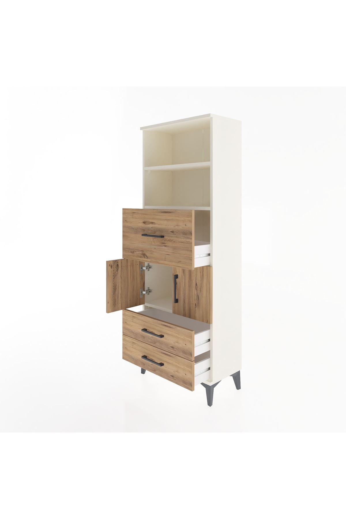 Arges Dolap 3 Raflı 3 Çekmeceli 2 Kapaklı 60x30x163 Aytaşı-Çam