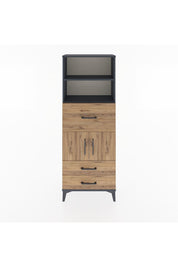 Arges Dolap 3 Raflı 3 Çekmeceli 2 Kapaklı 60x30x163 Antrasit-Çam