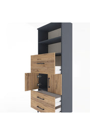 Arges Dolap 3 Raflı 3 Çekmeceli 2 Kapaklı 60x30x163 Antrasit-Çam