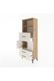 Arges Dolap 3 Raflı 3 Çekmeceli 2 Kapaklı 60x30x163 Çam-Aytaşı