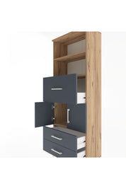 Arges Dolap 3 Raflı 3 Çekmeceli 2 Kapaklı 60x30x163 Çam-Antrasit