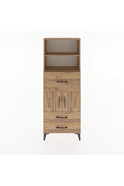 Arges Dolap 3 Raflı 3 Çekmeceli 2 Kapaklı 60x30x163 Çam-Çam