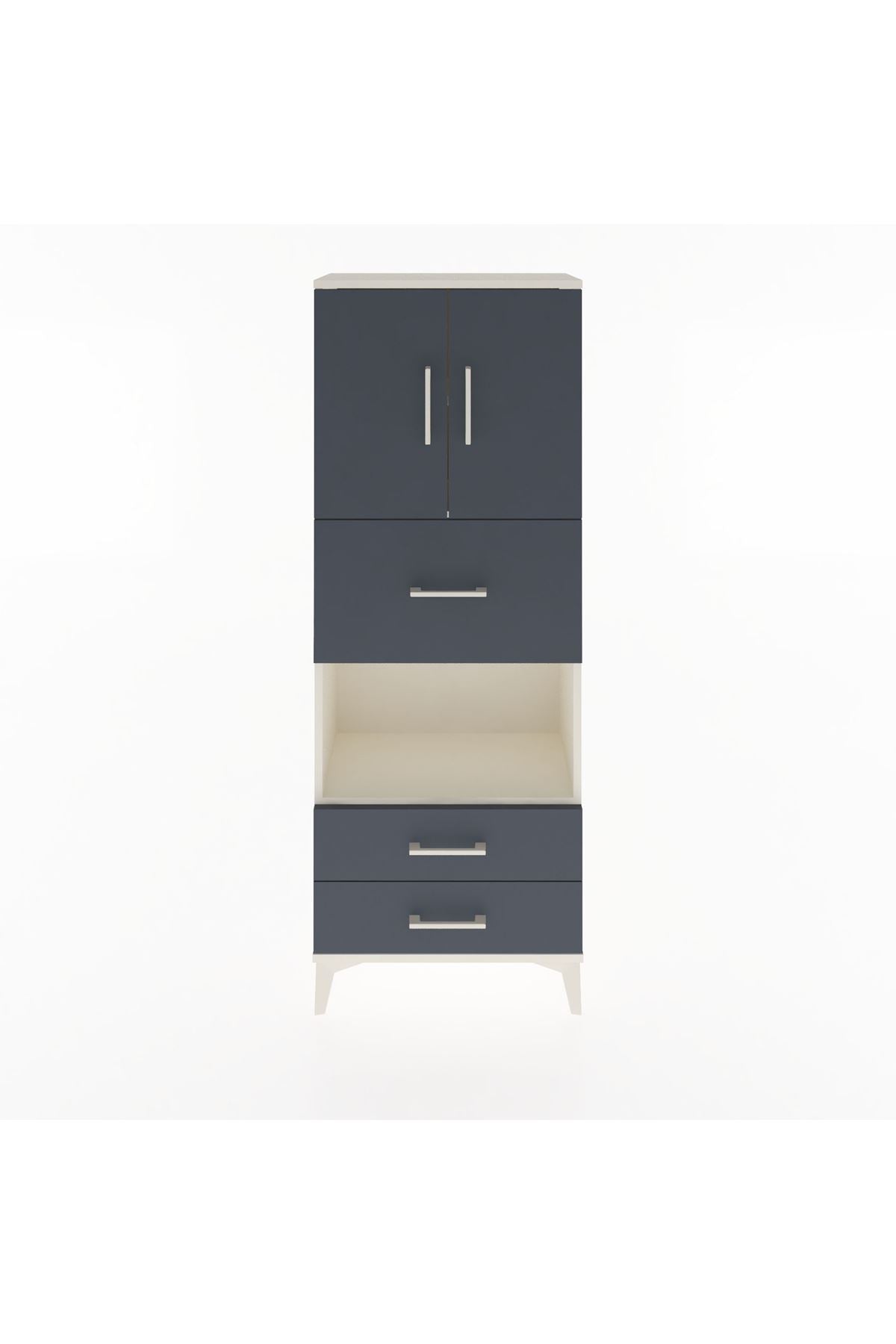 Arges Dolap 3 Raflı 3 Çekmeceli 2 Kapaklı 60x30x163 Aytaşı-Antrasit
