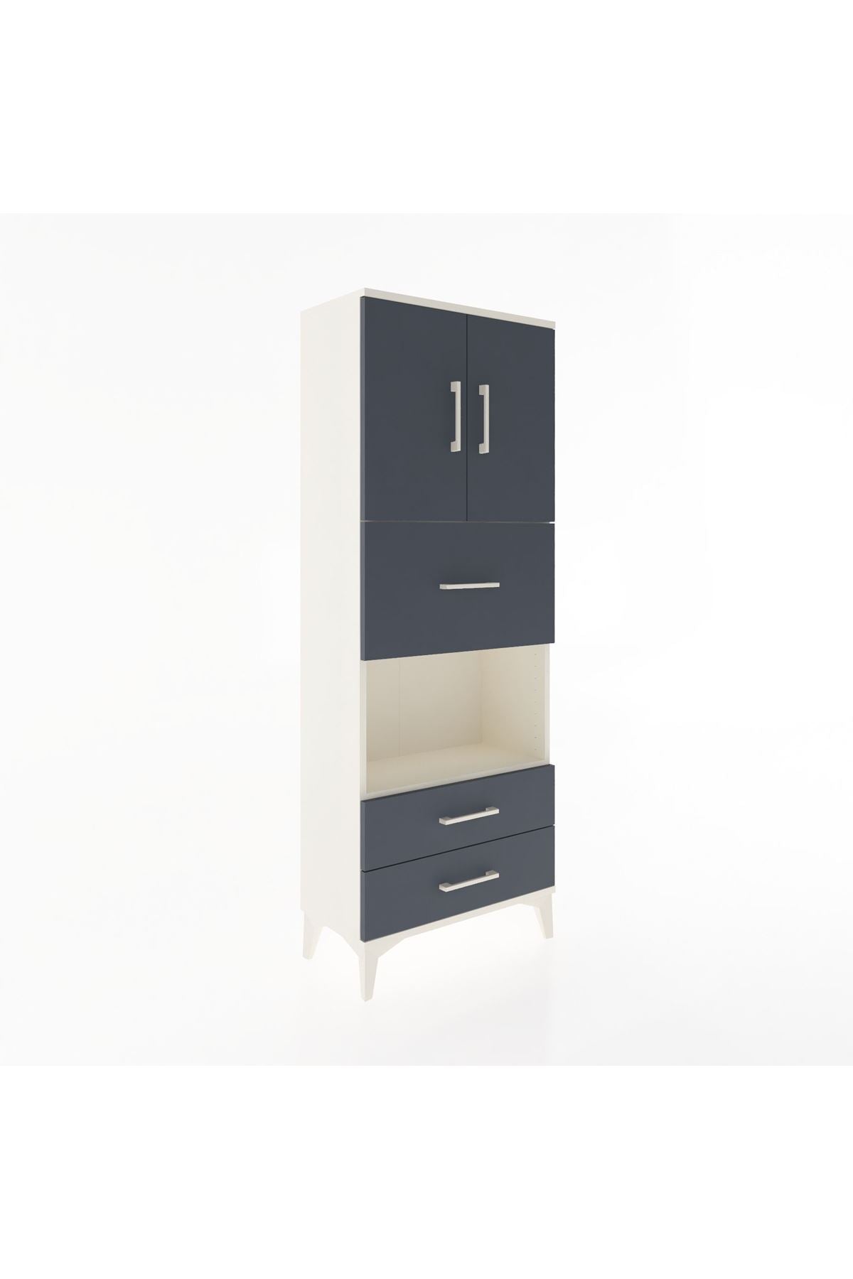 Arges Dolap 3 Raflı 3 Çekmeceli 2 Kapaklı 60x30x163 Aytaşı-Antrasit