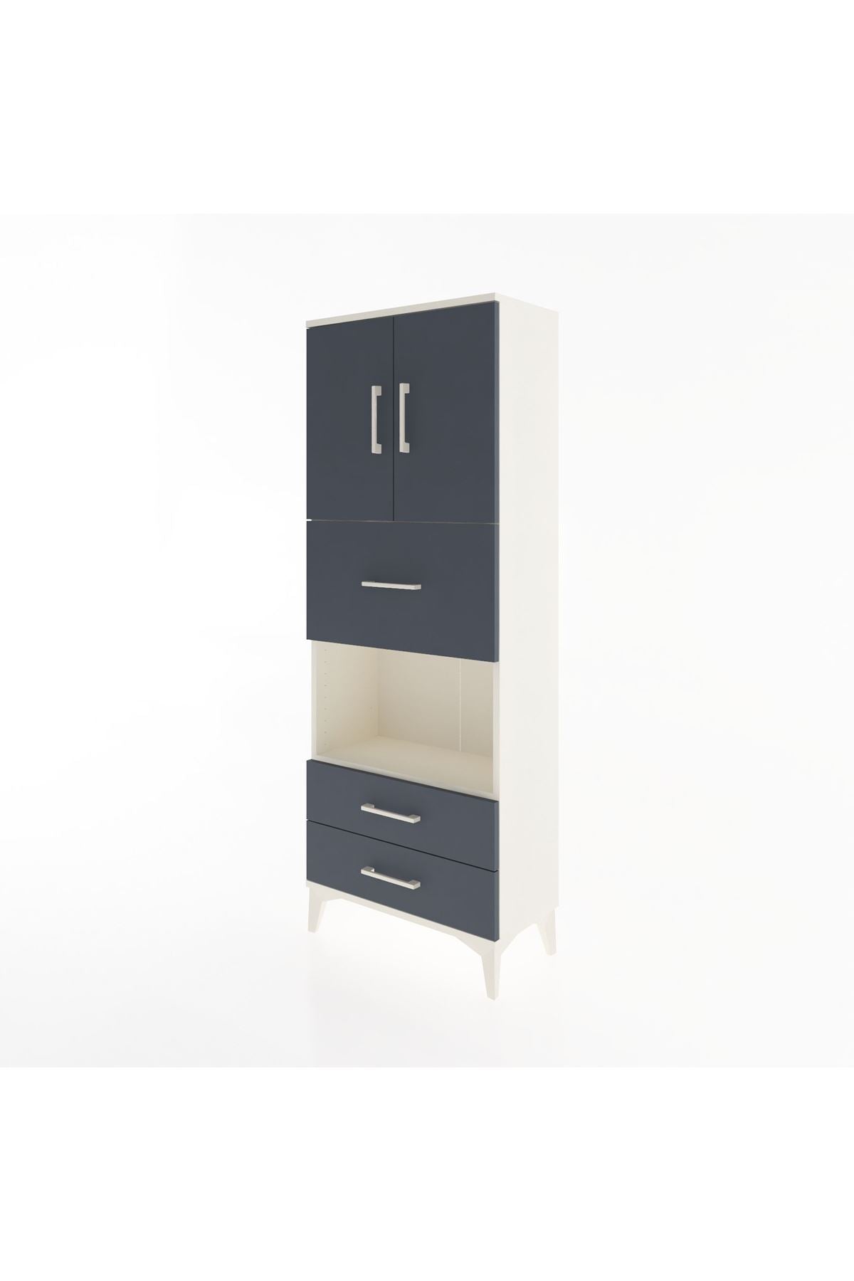 Arges Dolap 3 Raflı 3 Çekmeceli 2 Kapaklı 60x30x163 Aytaşı-Antrasit
