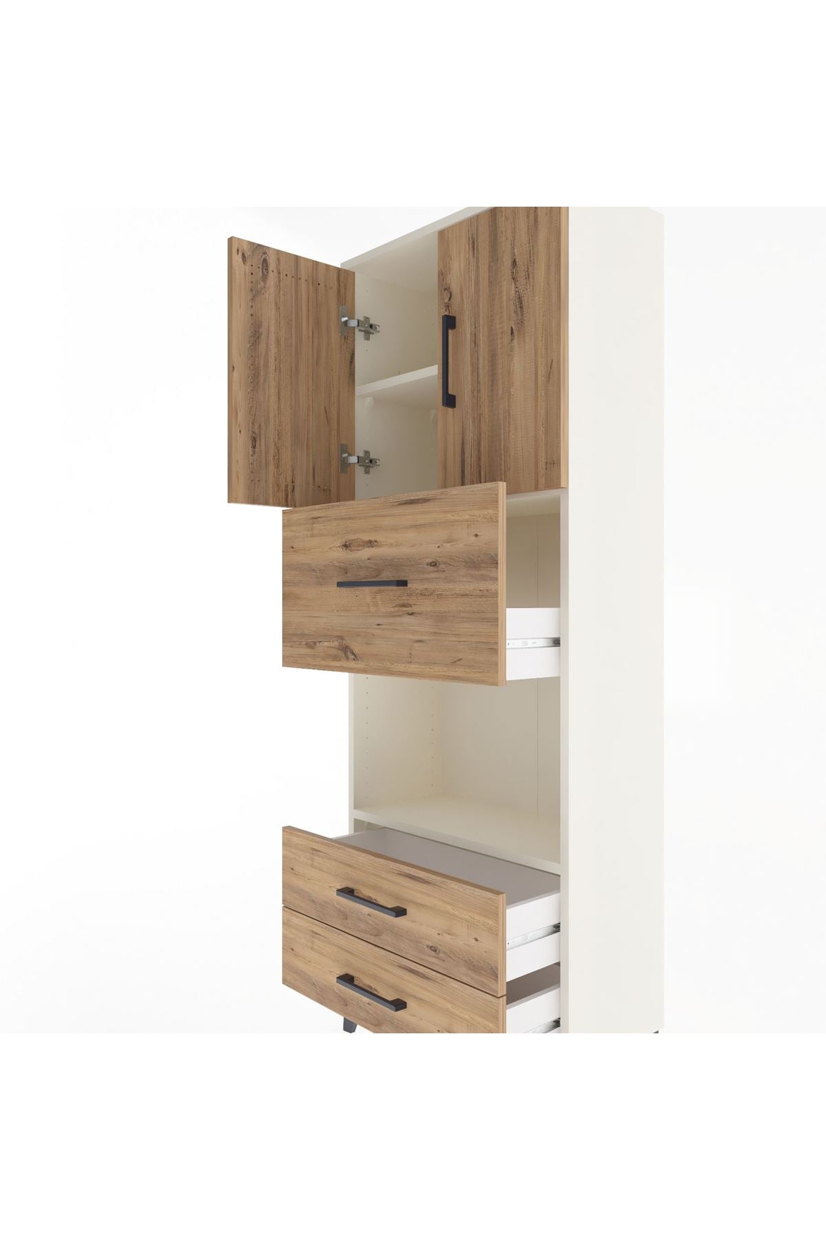 Arges Dolap 3 Raflı 3 Çekmeceli 2 Kapaklı 60x30x163 Aytaşı-Çam