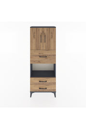 Arges Dolap 3 Raflı 3 Çekmeceli 2 Kapaklı 60x30x163 Antrasit-Çam