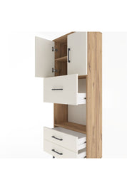 Arges Dolap 3 Raflı 3 Çekmeceli 2 Kapaklı 60x30x163 Çam-Aytaşı
