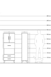 Arges Dolap 3 Raflı 3 Çekmeceli 2 Kapaklı 60x30x163 Çam-Antrasit