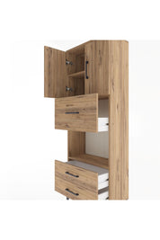 Arges Dolap 3 Raflı 3 Çekmeceli 2 Kapaklı 60x30x163 Çam-Çam