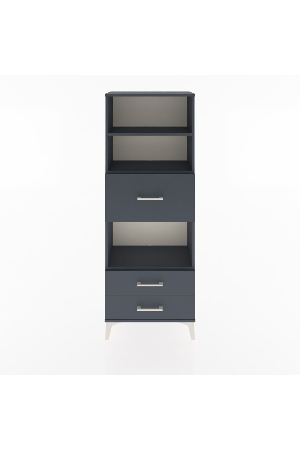 Arges Dolap 3 Raflı 3 Çekmeceli 60x30x163 Antrasit-Antrasit