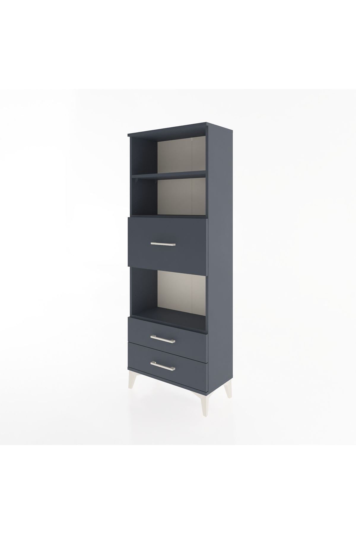 Arges Dolap 3 Raflı 3 Çekmeceli 60x30x163 Antrasit-Antrasit