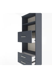 Arges Dolap 3 Raflı 3 Çekmeceli 60x30x163 Antrasit-Antrasit