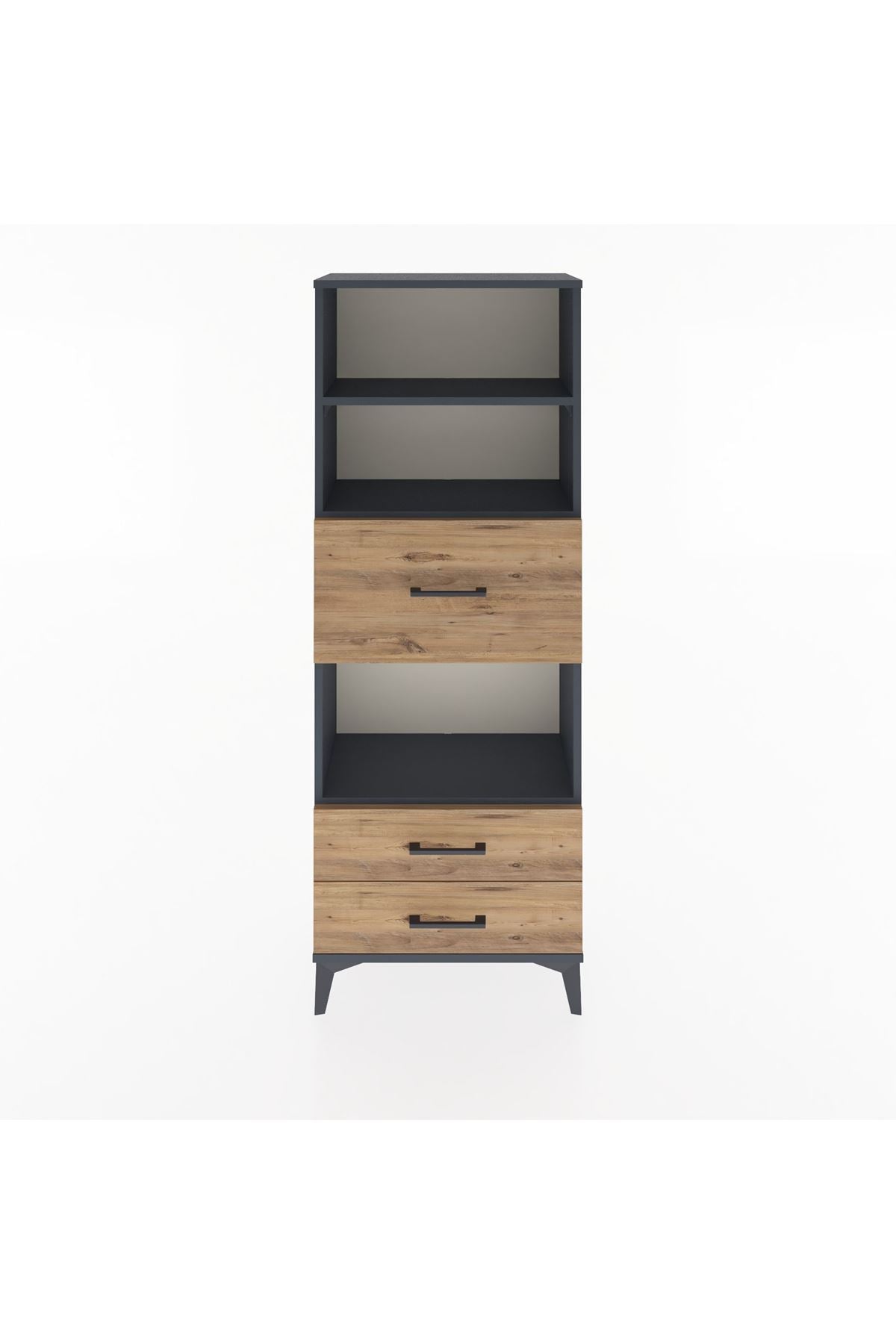 Arges Dolap 3 Raflı 3 Çekmeceli 60x30x163 Antrasit-Çam