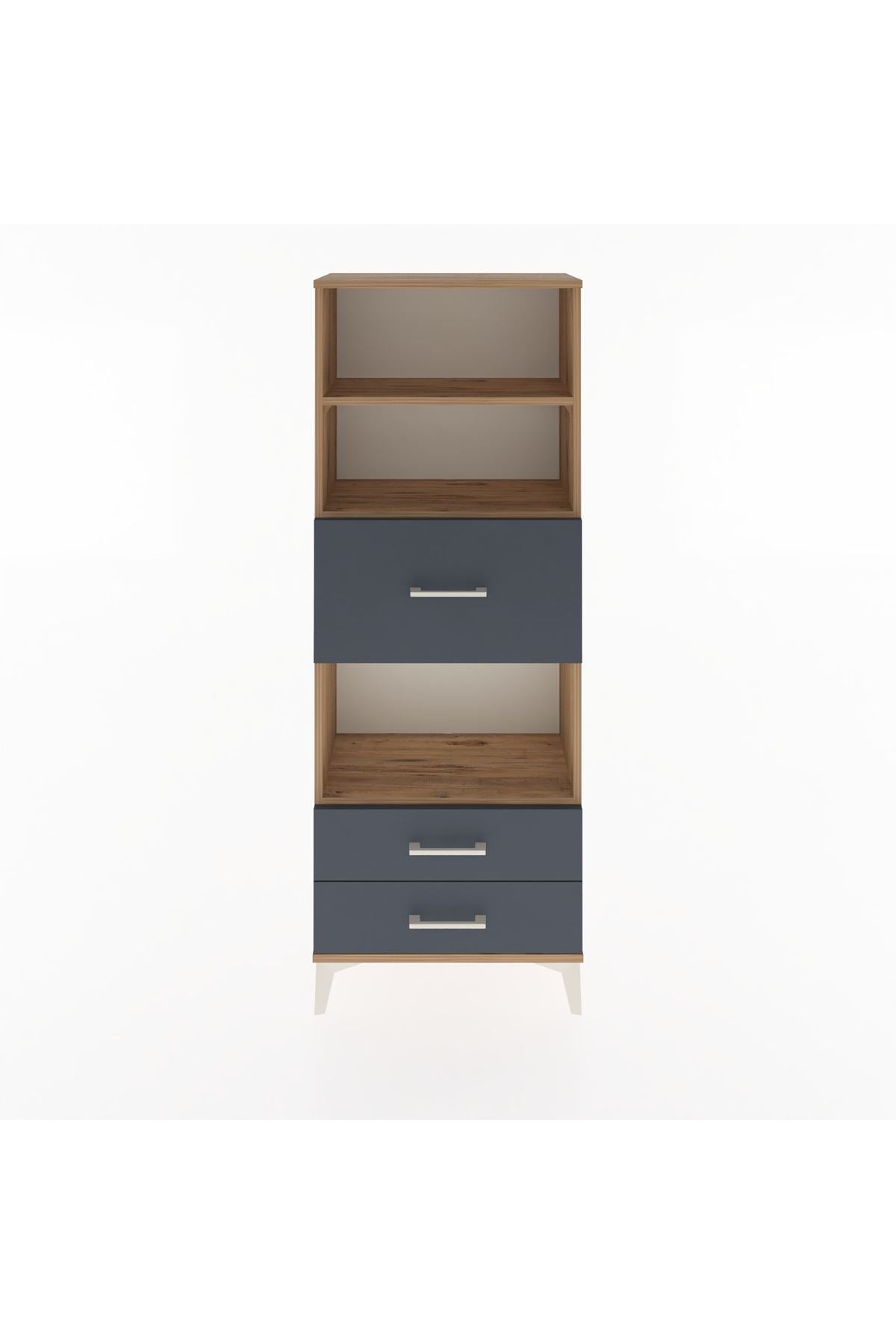 Arges Dolap 3 Raflı 3 Çekmeceli 60x30x163 Çam-Antrasit
