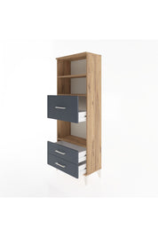 Arges Dolap 3 Raflı 3 Çekmeceli 60x30x163 Çam-Antrasit