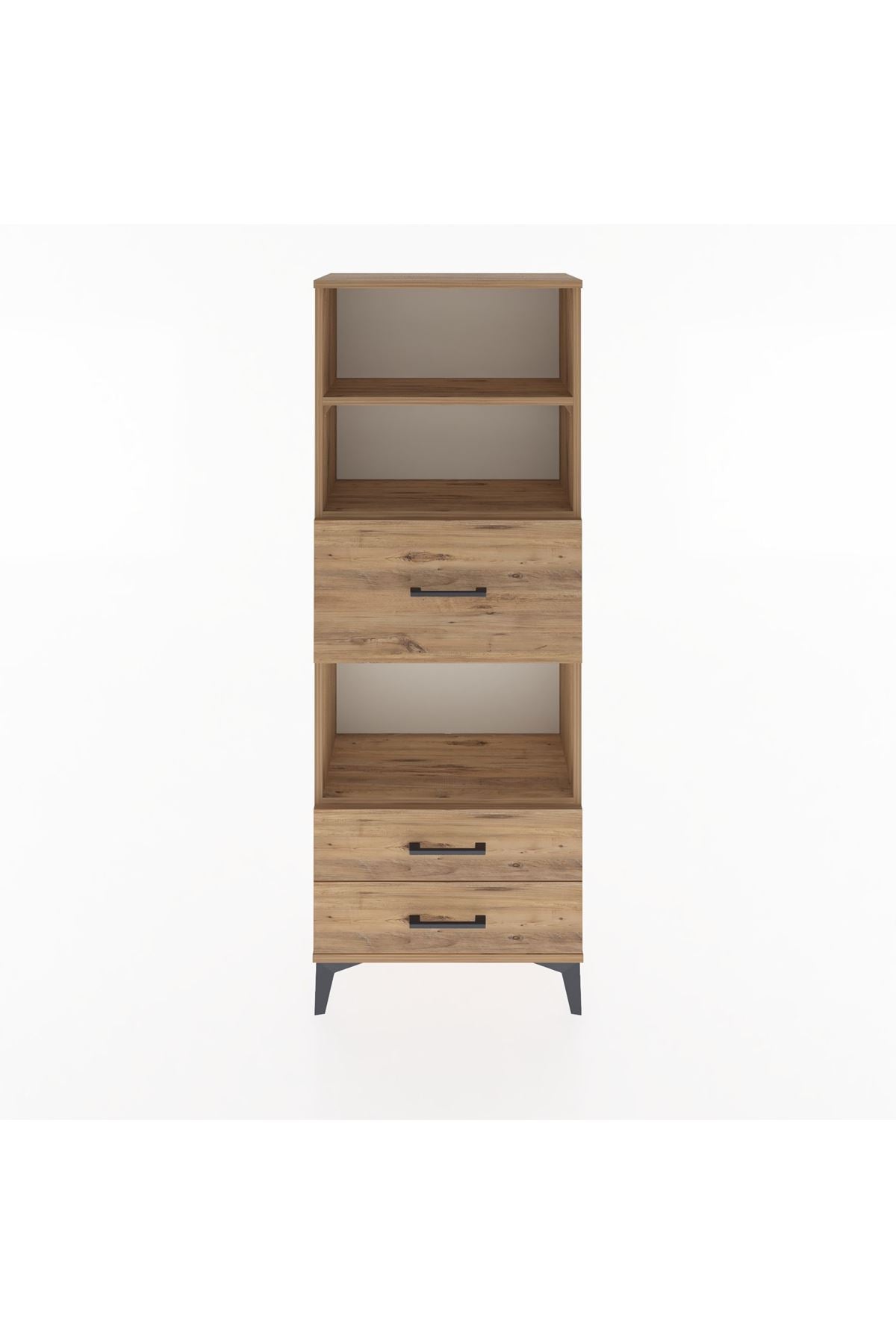 Arges Dolap 3 Raflı 3 Çekmeceli 60x30x163 Çam-Çam