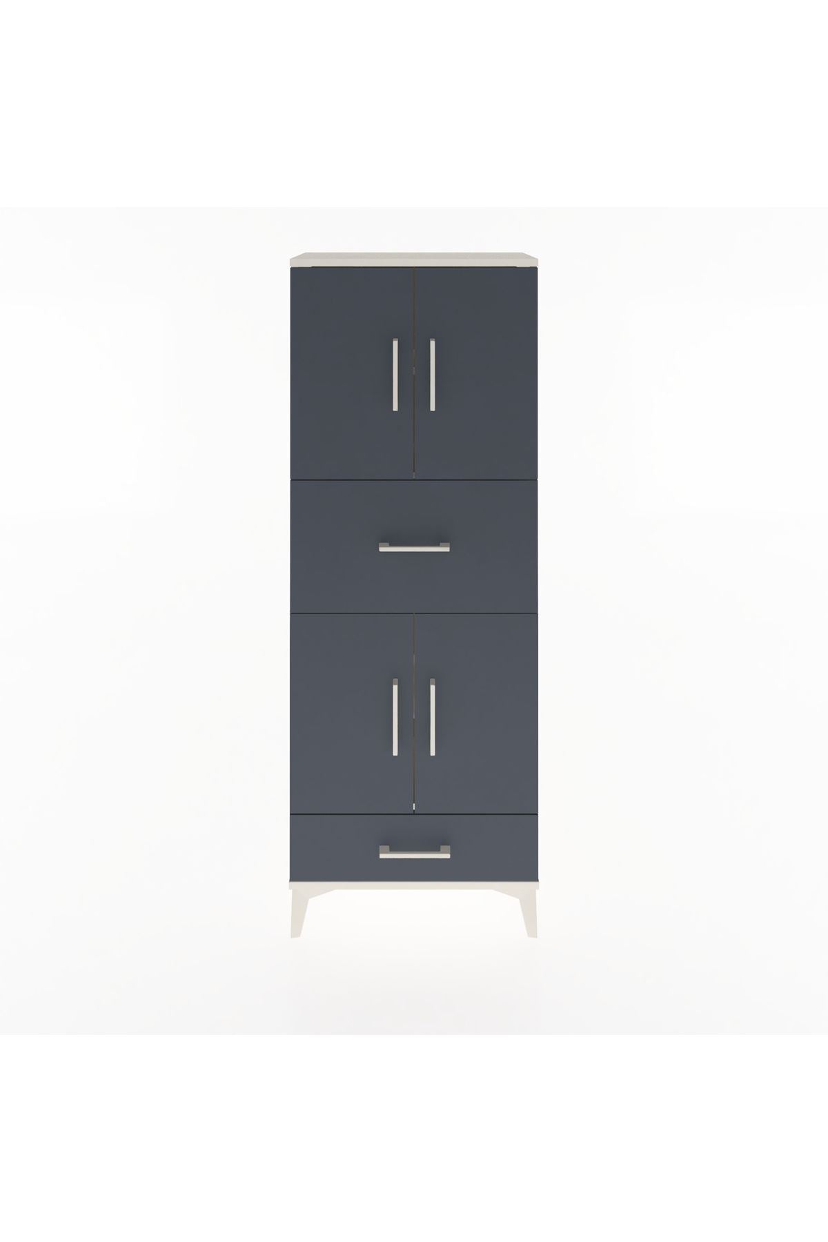 Arges Dolap 4 Raflı 2 Çekmeceli 4 Kapaklı 60x30x163 Aytaşı-Antrasit