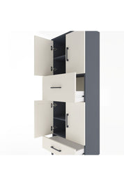 Arges Dolap 4 Raflı 2 Çekmeceli 4 Kapaklı 60x30x163 Antrasit-Aytaşı