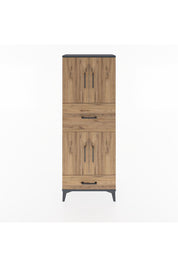 Arges Dolap 4 Raflı 2 Çekmeceli 4 Kapaklı 60x30x163 Antrasit-Çam