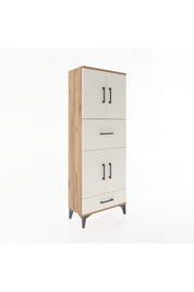 Arges Dolap 4 Raflı 2 Çekmeceli 4 Kapaklı 60x30x163 Çam-Aytaşı