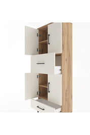 Arges Dolap 4 Raflı 2 Çekmeceli 4 Kapaklı 60x30x163 Çam-Aytaşı