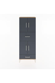 Arges Dolap 4 Raflı 2 Çekmeceli 4 Kapaklı 60x30x163 Çam-Antrasit