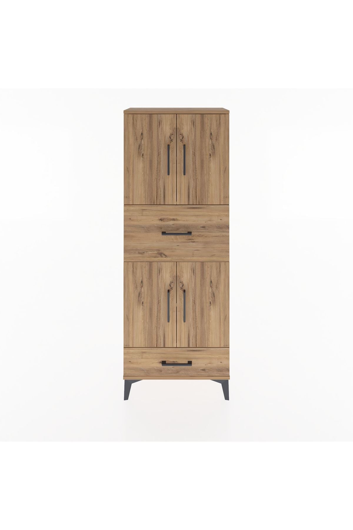 Arges Dolap 4 Raflı 2 Çekmeceli 4 Kapaklı 60x30x163 Çam-Çam