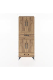 Arges Dolap 4 Raflı 2 Çekmeceli 4 Kapaklı 60x30x163 Çam-Çam