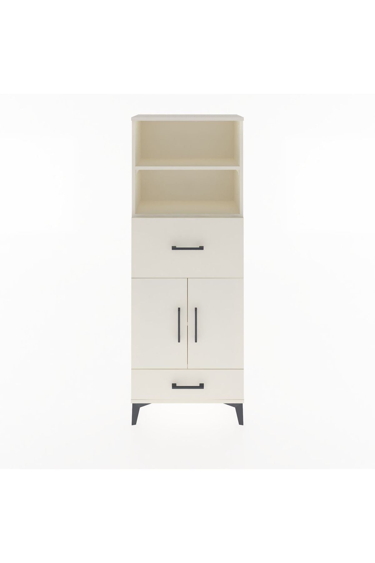 Arges Dolap 4 Raflı 2 Çekmeceli 2 Kapaklı 60x30x163 Aytaşı-Aytaşı