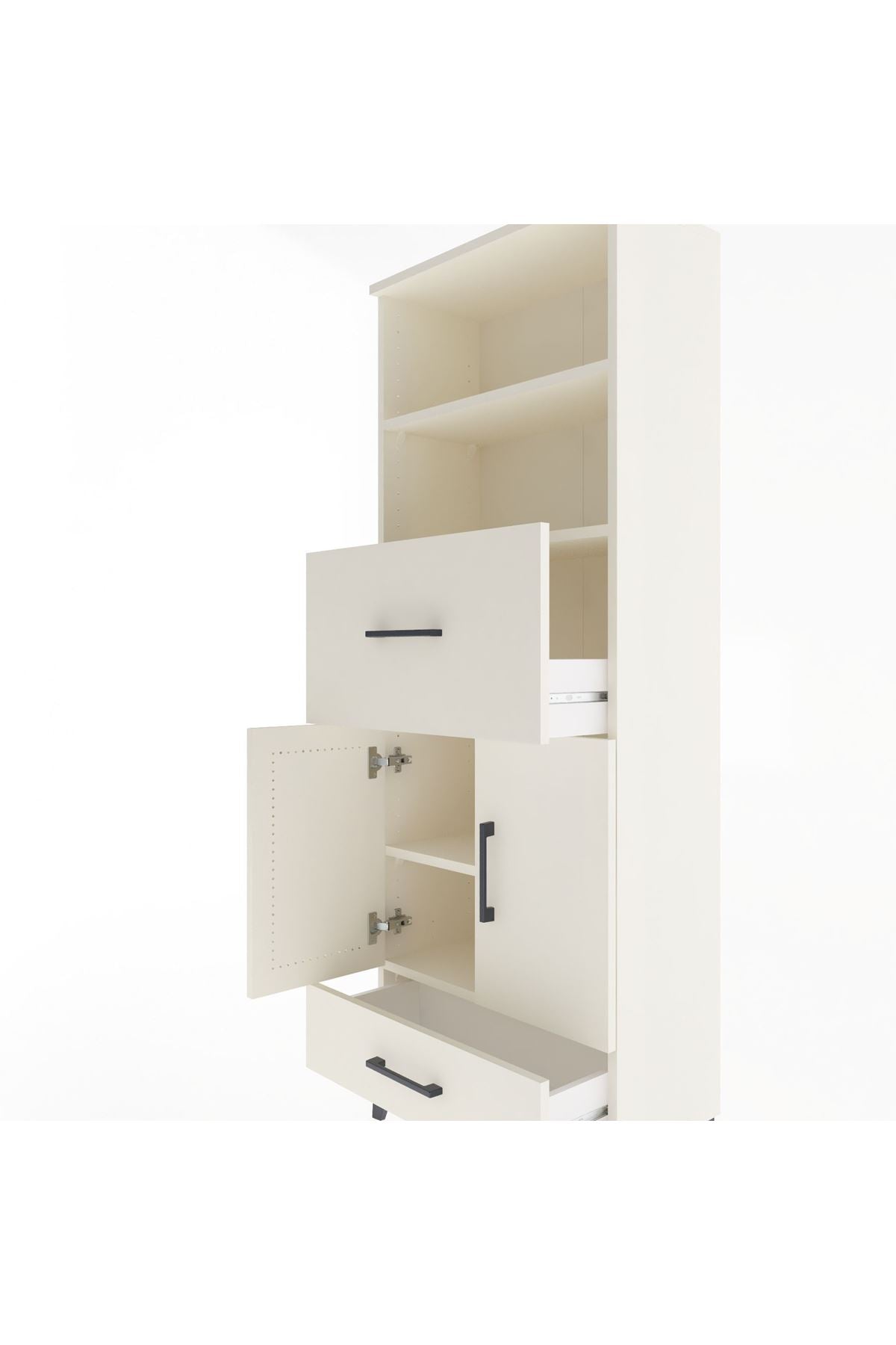 Arges Dolap 4 Raflı 2 Çekmeceli 2 Kapaklı 60x30x163 Aytaşı-Aytaşı