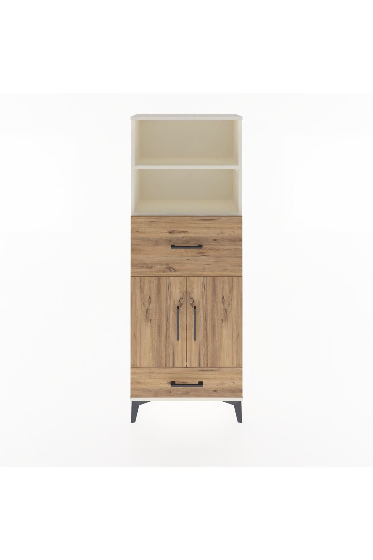 Arges Dolap 4 Raflı 2 Çekmeceli 2 Kapaklı 60x30x163 Aytaşı-Çam