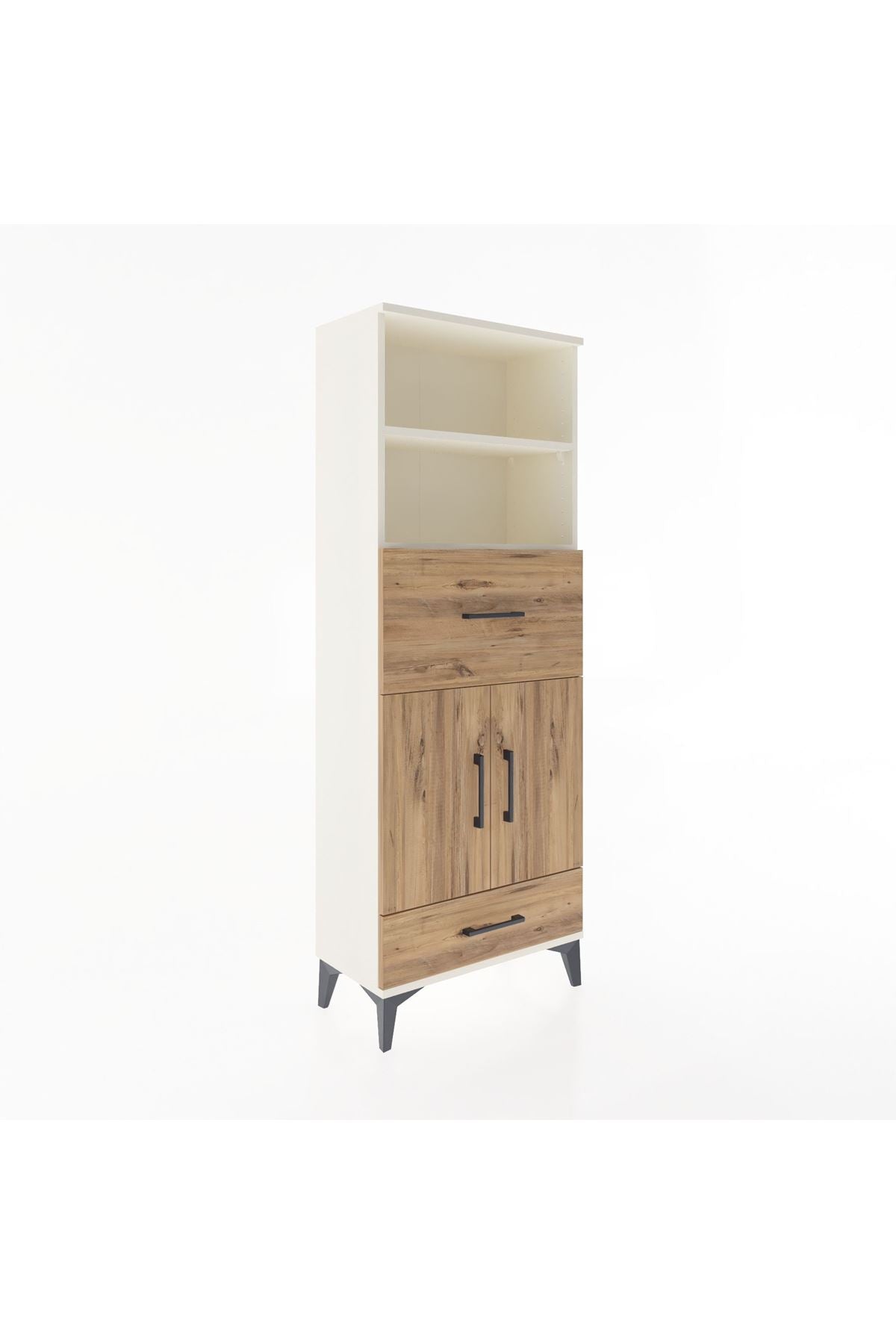 Arges Dolap 4 Raflı 2 Çekmeceli 2 Kapaklı 60x30x163 Aytaşı-Çam