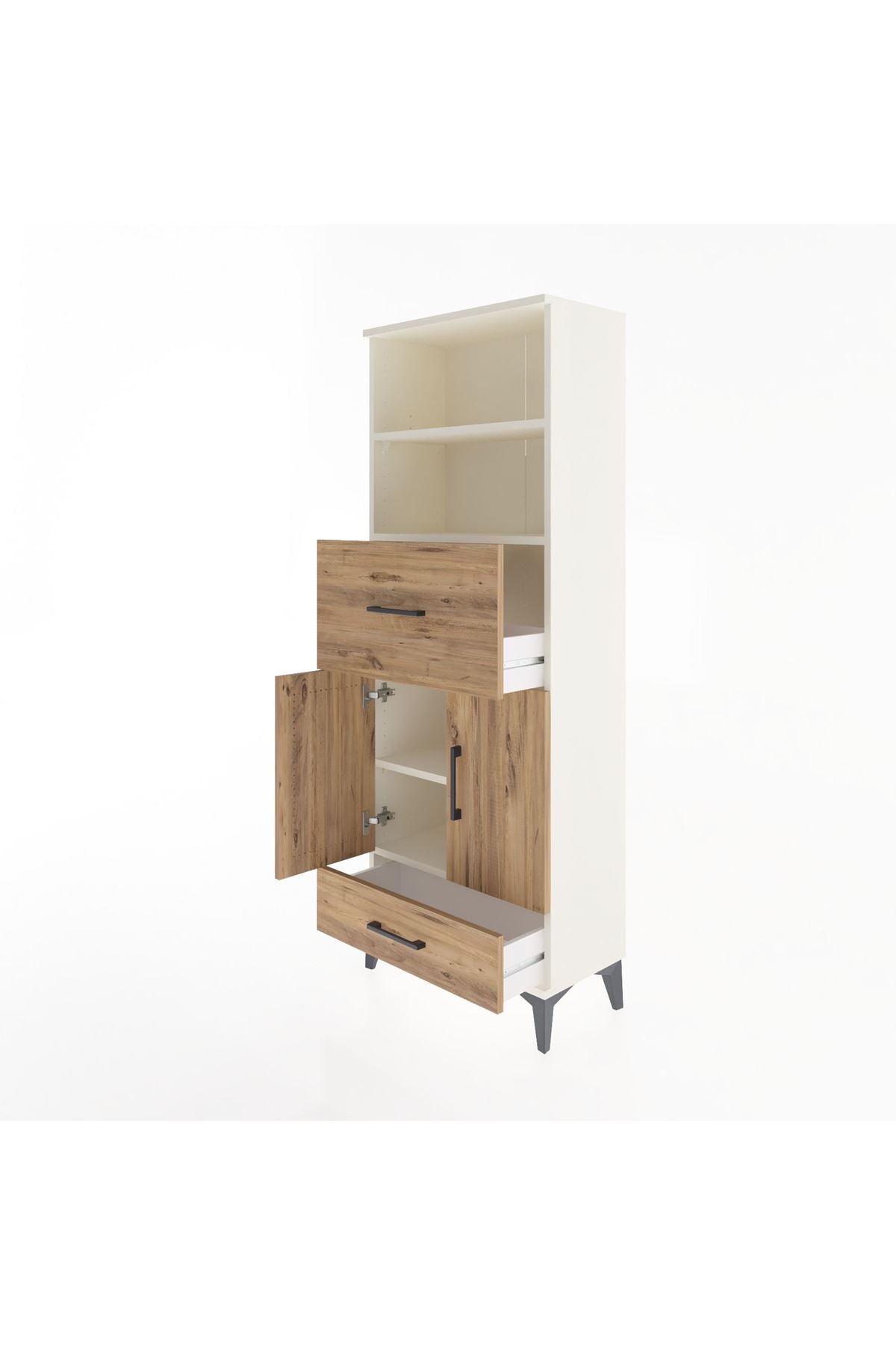 Arges Dolap 4 Raflı 2 Çekmeceli 2 Kapaklı 60x30x163 Aytaşı-Çam
