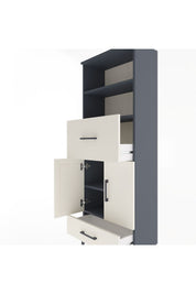 Arges Dolap 4 Raflı 2 Çekmeceli 2 Kapaklı 60x30x163 Antrasit-Aytaşı