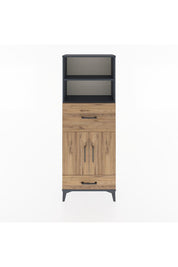 Arges Dolap 4 Raflı 2 Çekmeceli 2 Kapaklı 60x30x163 Antrasit-Çam