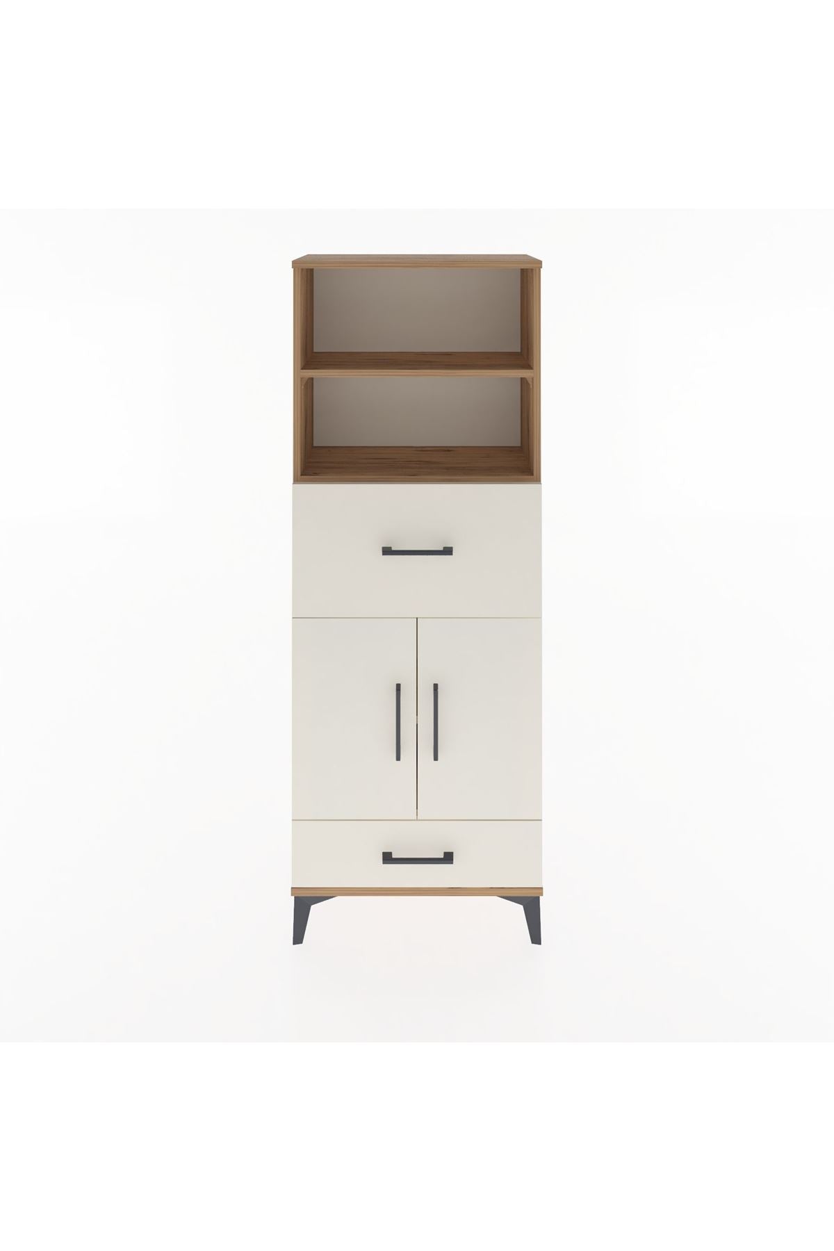 Arges Dolap 4 Raflı 2 Çekmeceli 2 Kapaklı 60x30x163 Çam-Aytaşı