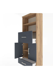 Arges Dolap 4 Raflı 2 Çekmeceli 2 Kapaklı 60x30x163 Çam-Antrasit