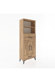 Arges Dolap 4 Raflı 2 Çekmeceli 2 Kapaklı 60x30x163 Çam-Çam