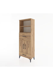 Arges Dolap 4 Raflı 2 Çekmeceli 2 Kapaklı 60x30x163 Çam-Çam