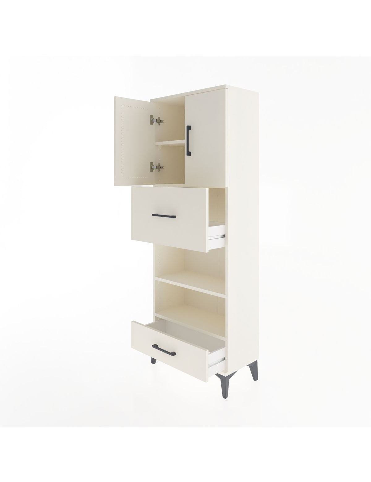 Arges Dolap 4 Raflı 2 Çekmeceli 2 Kapaklı 60x30x163 - S20M053V1A