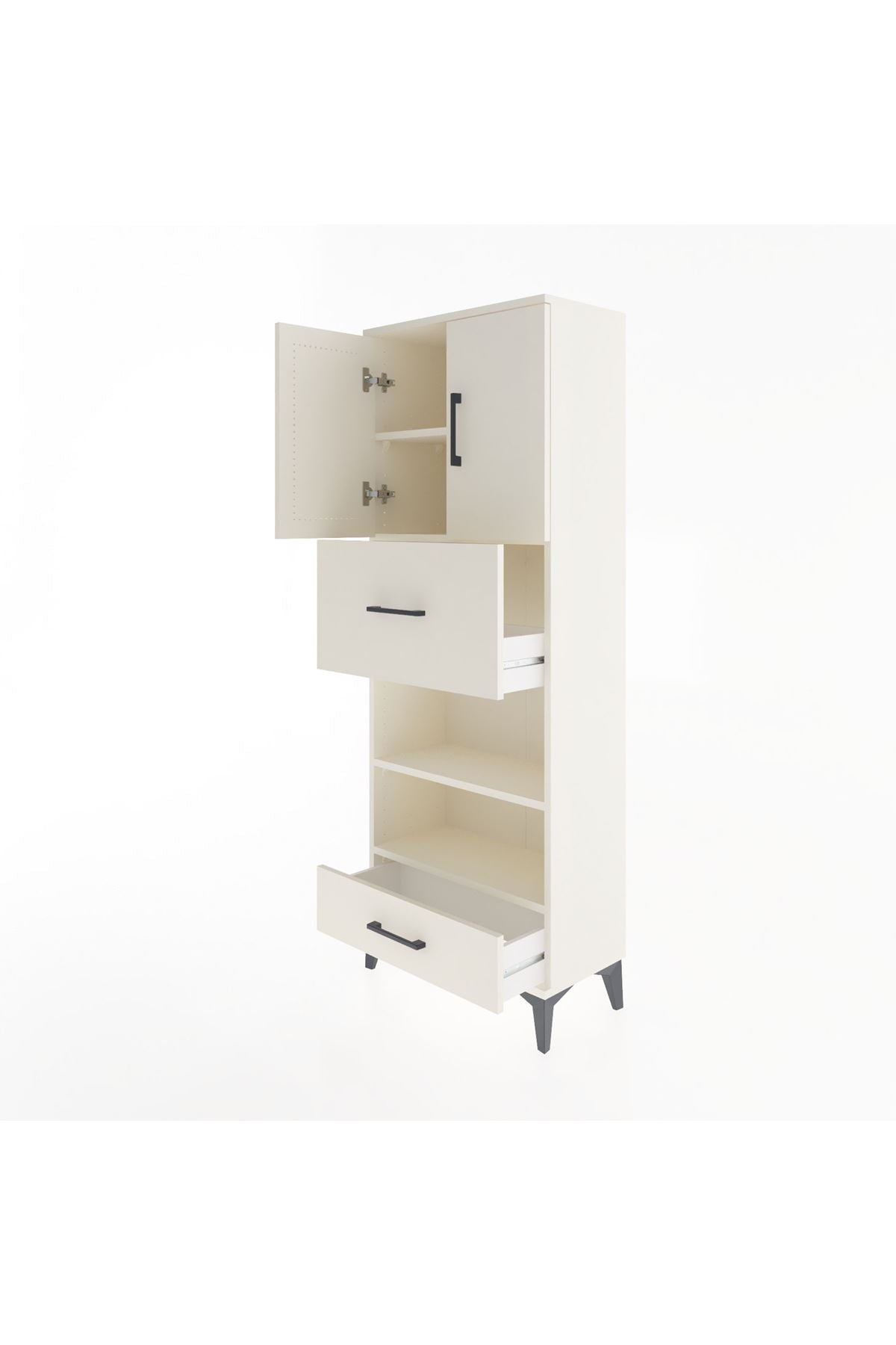 Arges Dolap 4 Raflı 2 Çekmeceli 2 Kapaklı 60x30x163 Aytaşı-Aytaşı