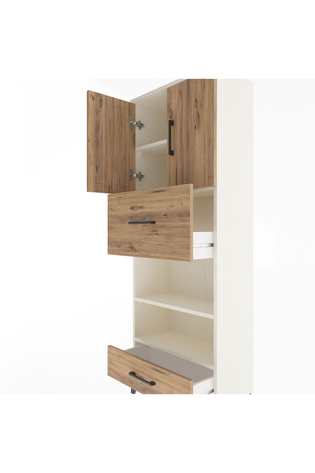 Arges Dolap 4 Raflı 2 Çekmeceli 2 Kapaklı 60x30x163 Aytaşı-Çam