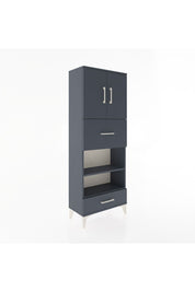 Arges Dolap 4 Raflı 2 Çekmeceli 2 Kapaklı 60x30x163 Antrasit-Antrasit
